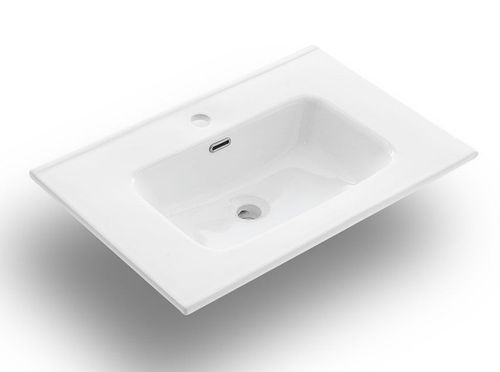 Ensemble meuble de salle de bain 2 tiroirs laqué blanc mat et miroir à LED Oga L 80 cm - Photo n°3; ?>