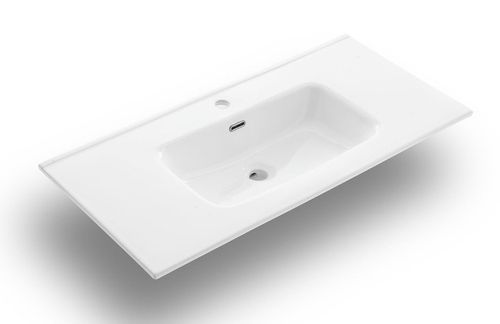 Ensemble meuble de salle de bain 2 tiroirs marron et miroir à LED Mola L 90 cm - Photo n°2; ?>