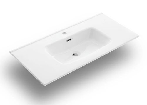 Ensemble meuble de salle de bain 3 tiroirs bois blanc et miroir lumineux Malo L 100 cm - Photo n°2; ?>