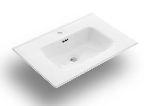 Ensemble meuble de salle de bain 3 tiroirs laqué blanc et beige et miroir lumineux Lago L 80 cm - Photo n°2; ?>