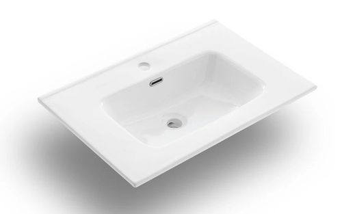 Ensemble meuble de salle de bain 3 tiroirs laqué blanc et bleu gris et miroir lumineux Lago L 60 cm - Photo n°2; ?>