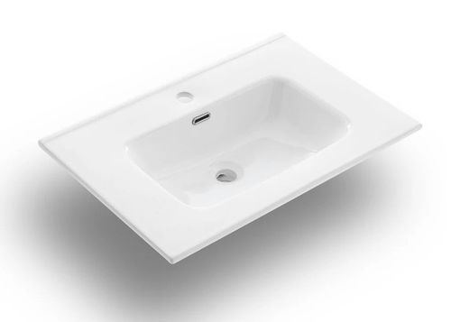 Ensemble meuble de salle de bain 3 tiroirs laqué blanc et chêne et miroir lumineux Lago L 80 cm - Photo n°2; ?>