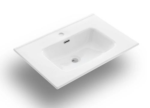 Ensemble meuble de salle de bain 3 tiroirs laqué blanc et gris et miroir lumineux Lago L 80 cm - Photo n°2; ?>