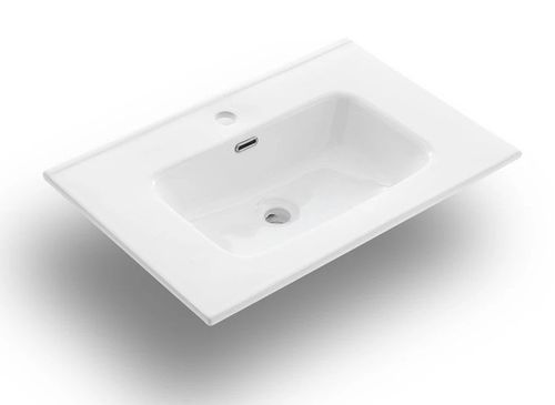 Ensemble meuble de salle de bain 3 tiroirs laqué blanc et miroir lumineux Lago L 60 cm - Photo n°2; ?>