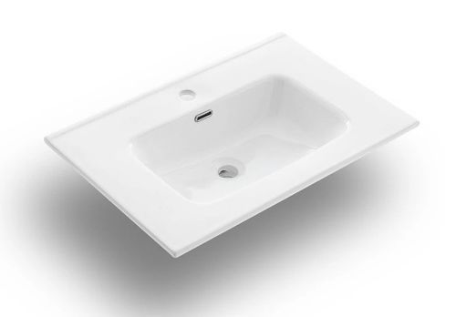 Ensemble meuble de salle de bain 3 tiroirs laqué blanc et miroir lumineux Lago L 80 cm - Photo n°2; ?>