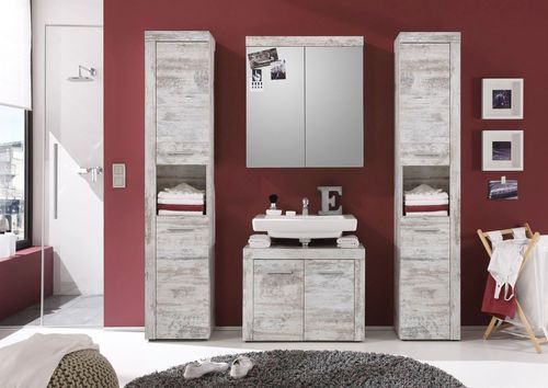 Ensemble meuble de salle de bain 4 éléments mélaminé blanc Cali - Photo n°2; ?>
