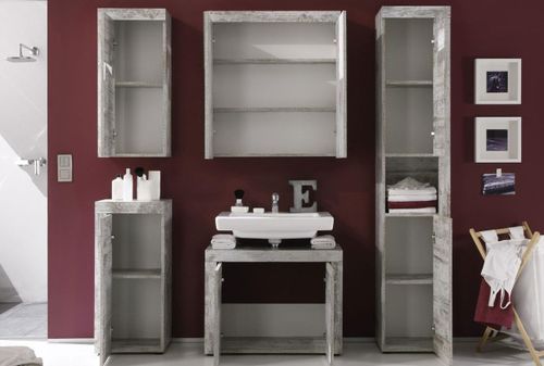 Ensemble meuble de salle de bain 5 pièces mélaminé blanc Cali - Photo n°3; ?>