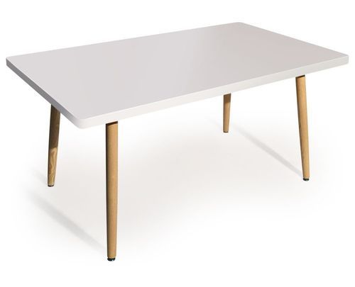 Ensemble table blanche et 4 chaises tissu beige Garo - Photo n°2; ?>