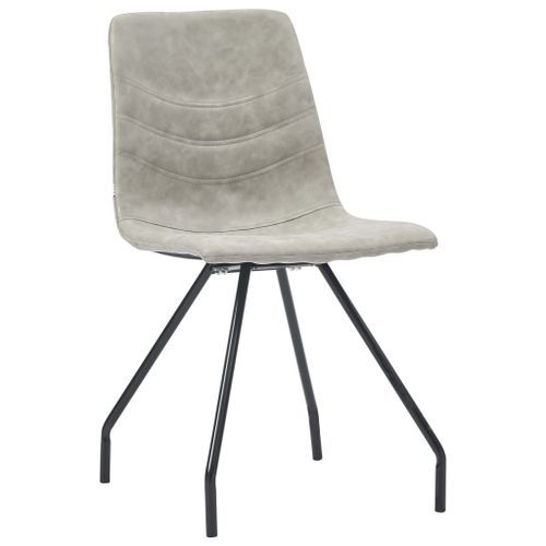Ensemble table blanche marbré 200 cm et 8 chaises simili cuir gris clair Vista - Photo n°3; ?>