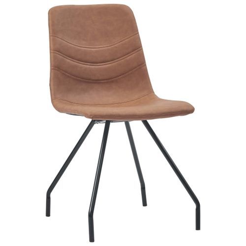 Ensemble table blanche marbré 200 cm et 8 chaises simili cuir marron Vista - Photo n°3; ?>