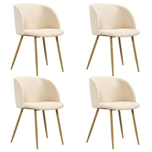 Ensemble table bois marron et 4 chaises tissu beige Liva - Photo n°2; ?>