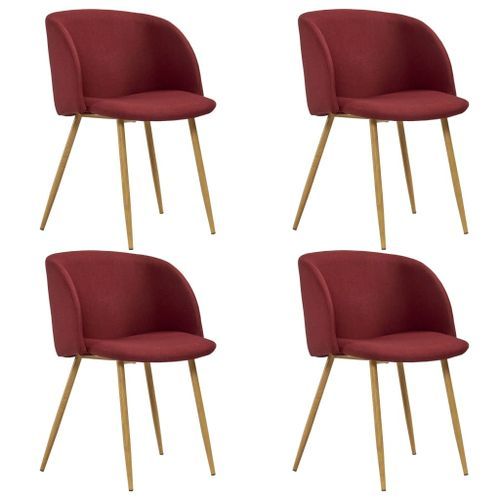 Ensemble table bois marron et 4 chaises tissu bordeaux Liva - Photo n°3; ?>