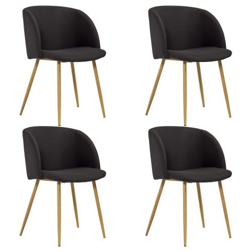 Ensemble table bois marron et 4 chaises tissu noir Liva - Photo n°2; ?>