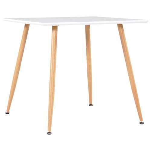 Ensemble table carrée 80 cm et 4 chaises blanc et et naturel Scanda - Photo n°2; ?>