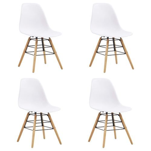 Ensemble table carrée 80 cm et 4 chaises blanc et et naturel Scanda - Photo n°3; ?>