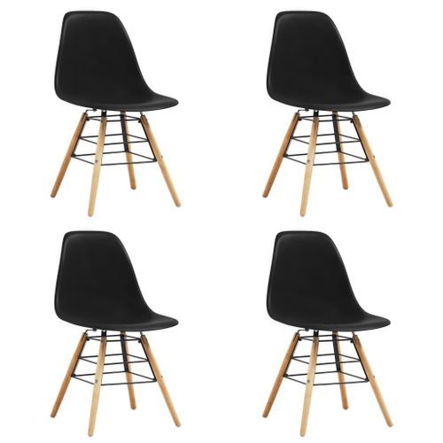 Ensemble table carrée 80 cm et 4 chaises noir et et naturel Scanda - Photo n°3; ?>