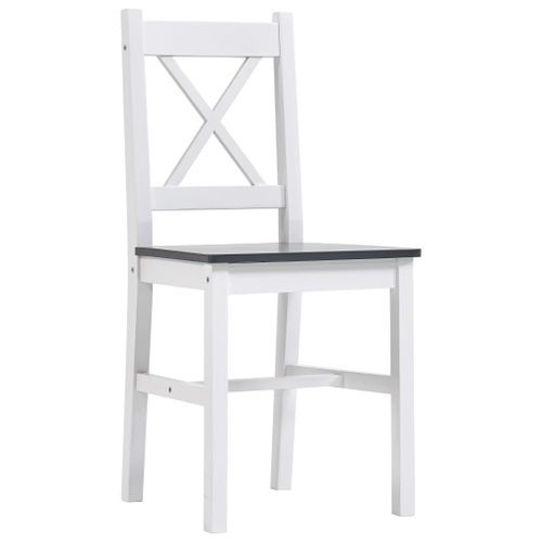 Ensemble table et 8 chaises pin massif blanc et gris Kampia - Photo n°2; ?>