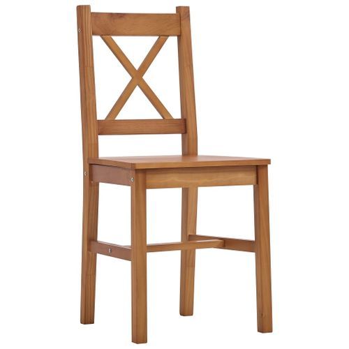 Ensemble table et 8 chaises pin massif marron miel Kampia - Photo n°3; ?>