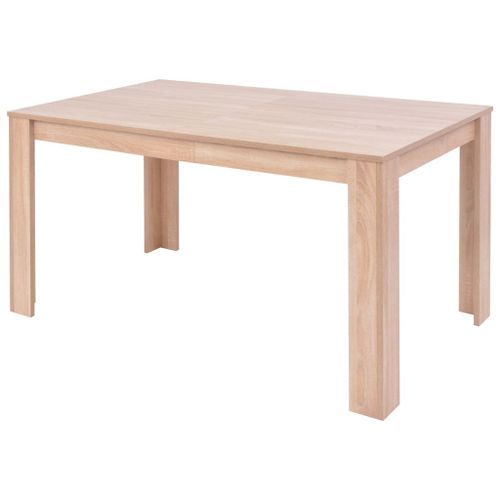 Ensemble table finition en chêne et 4 chaises simili cuir blanc Kila - Photo n°2; ?>