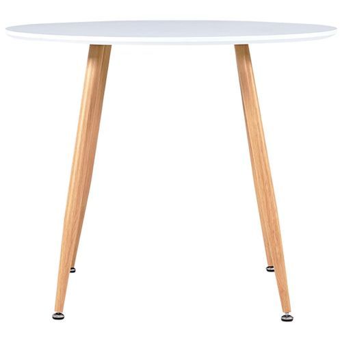 Ensemble table ronde 90 cm et 4 chaises blanc et et naturel Scanda - Photo n°2; ?>