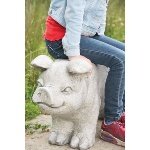 Esschert Design Banc de jardin en pierre en forme de cochon Gris AV13 - Photo n°2; ?>