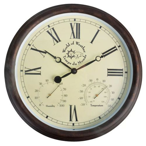 Esschert Design Horloge de station avec thermo-hygromètre 30,5 cm TF009 - Photo n°2; ?>