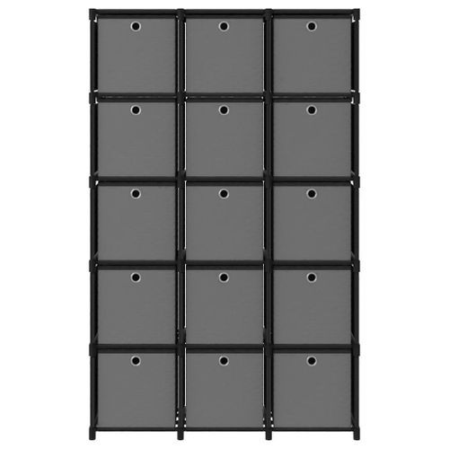 Étagère à 15 cubes avec boîtes Noir 103x30x175,5 cm Tissu - Photo n°3; ?>