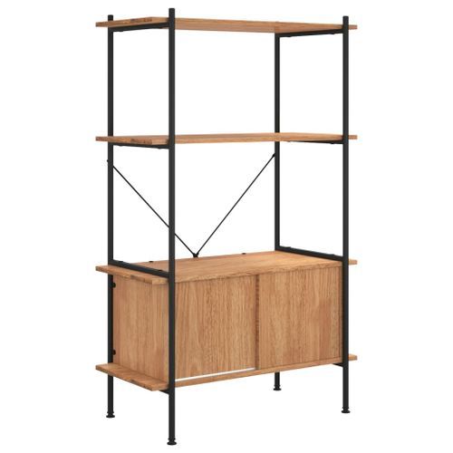 Étagère à 4 niveaux armoire 80x40x130cm Acier bois d'ingénierie - Photo n°2; ?>