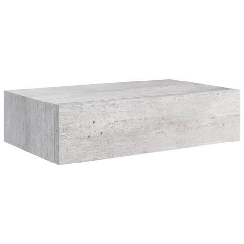 Étagère à tiroir murale Gris béton 40x23,5x10 cm MDF - Photo n°3; ?>