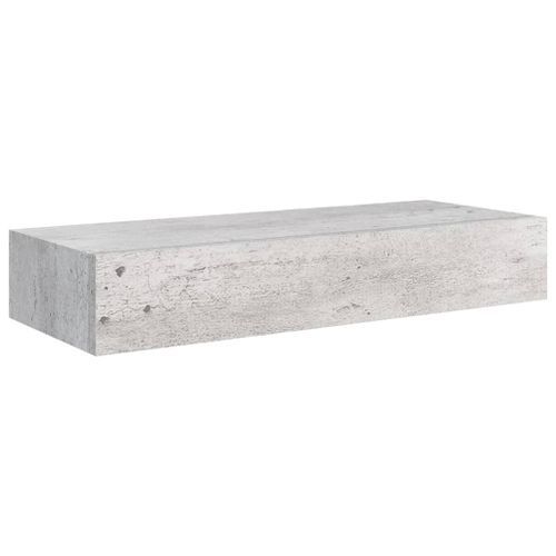 Étagère à tiroir murale Gris béton 60x23,5x10 cm MDF - Photo n°3; ?>