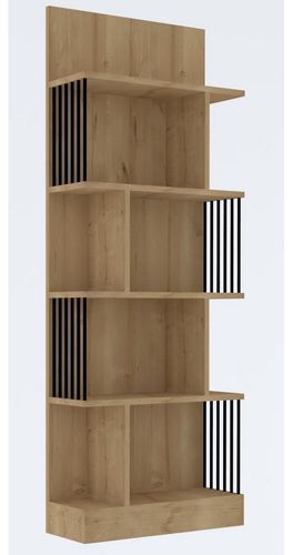 Étagère bibliothèque bois clair et métal noir Alexa 80 cm - Photo n°3; ?>