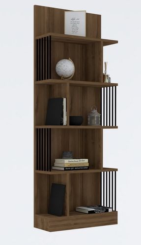 Étagère bibliothèque bois foncé et métal noir Alexa 80 cm - Photo n°2; ?>