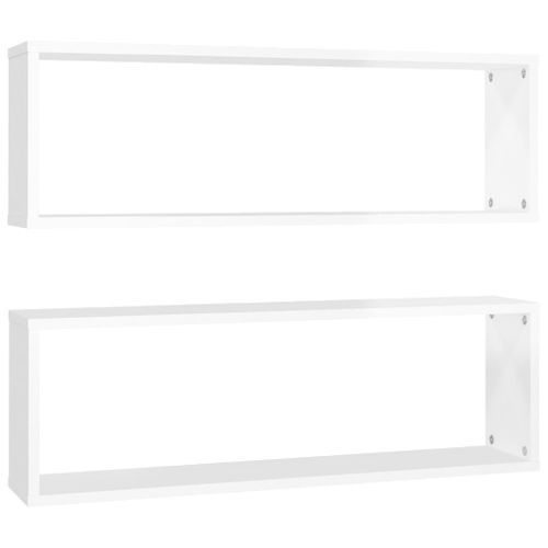 Étagère cube murale 2 pcs Blanc brillant 80x15x26,5cm Bako - Photo n°3; ?>