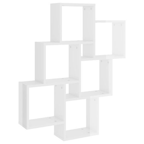 Étagère cube murale Blanc brillant 78x15x93 cm - Photo n°3; ?>