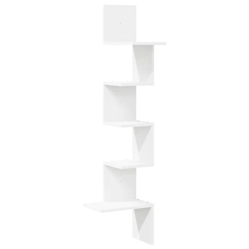 Étagère d'angle murale blanc 32x32x127,5 cm bois d'ingénierie - Photo n°2; ?>