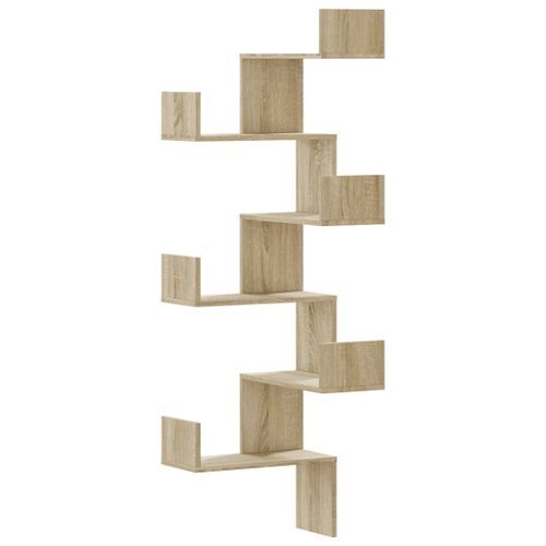 Étagère d'angle murale chêne sonoma 45x45x147cm bois ingénierie - Photo n°2; ?>