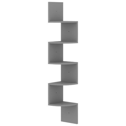 Étagère d'angle murale gris 19x19x123 cm bois d'ingénierie - Photo n°2; ?>