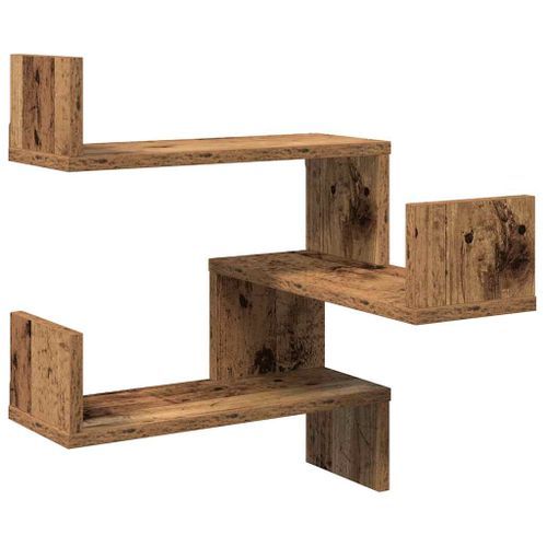 Étagère d'angle murale vieux bois 40x40x49,5 cm bois ingénierie - Photo n°2; ?>