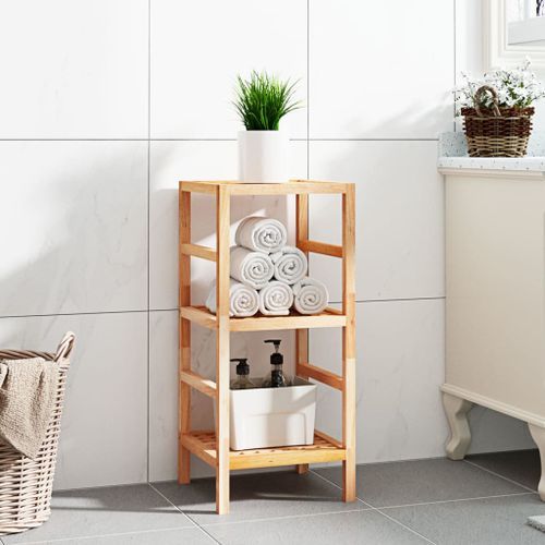 Étagère de salle de bain 35,5x35,5x79 cm Bois massif de noyer - Photo n°2; ?>