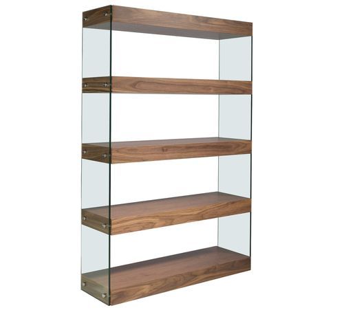 Etagère Lona 122 cm - Noyer et verre trempé - Photo n°3; ?>