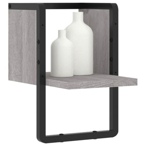 Étagère murale avec barre sonoma gris 20x25x30 cm - Photo n°3; ?>