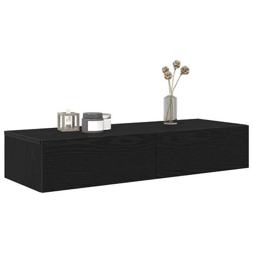 Étagère murale avec tiroirs noir 100x36x19 cm bois d'ingénierie - Photo n°3; ?>