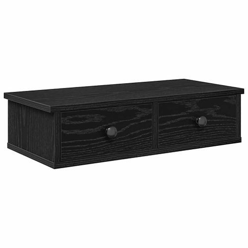 Étagère murale avec tiroirs noir 60x25x15 cm bois d'ingénierie - Photo n°2; ?>