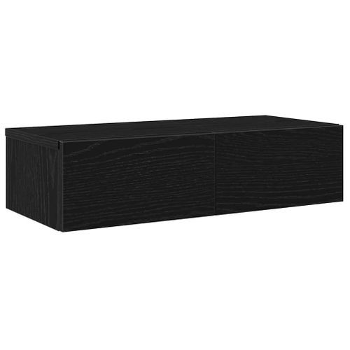 Étagère murale avec tiroirs noir 60x26,5x15cm bois d'ingénierie - Photo n°2; ?>