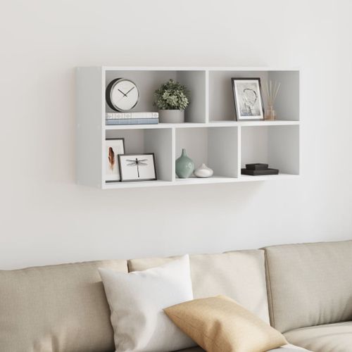 Étagère murale blanc 100x25x50 cm bois d'ingénierie - Photo n°3; ?>