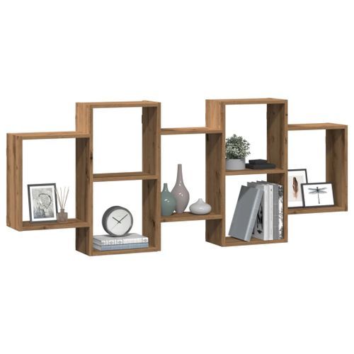 Étagère murale chêne artisanal 159x18x65 cm bois d'ingénierie - Photo n°3; ?>