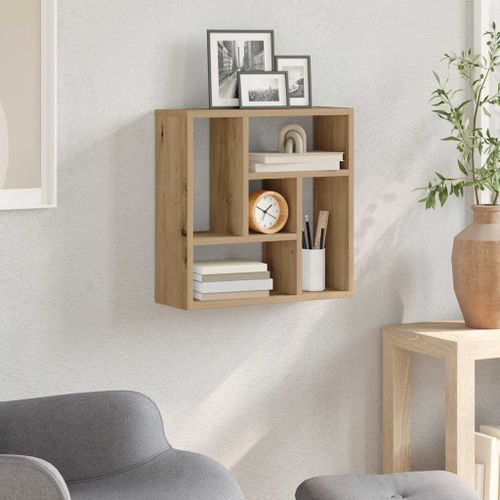 Étagère murale chêne artisanal 45x16x45 cm bois d'ingénierie - Photo n°3; ?>