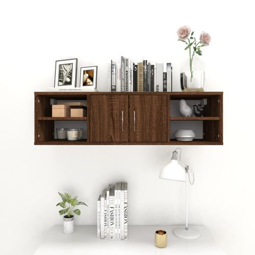 Étagère murale chêne marron 102x30x29 cm bois d'ingénierie - Photo n°3; ?>