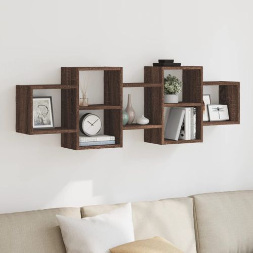 Étagère murale chêne marron 129x18x42 cm bois d'ingénierie - Photo n°2; ?>