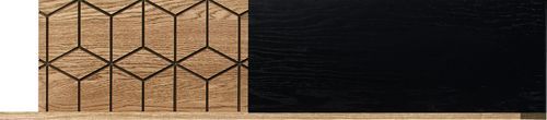 Etagère murale en bois de chêne miel et noir Mazora 135 cm - Photo n°3; ?>